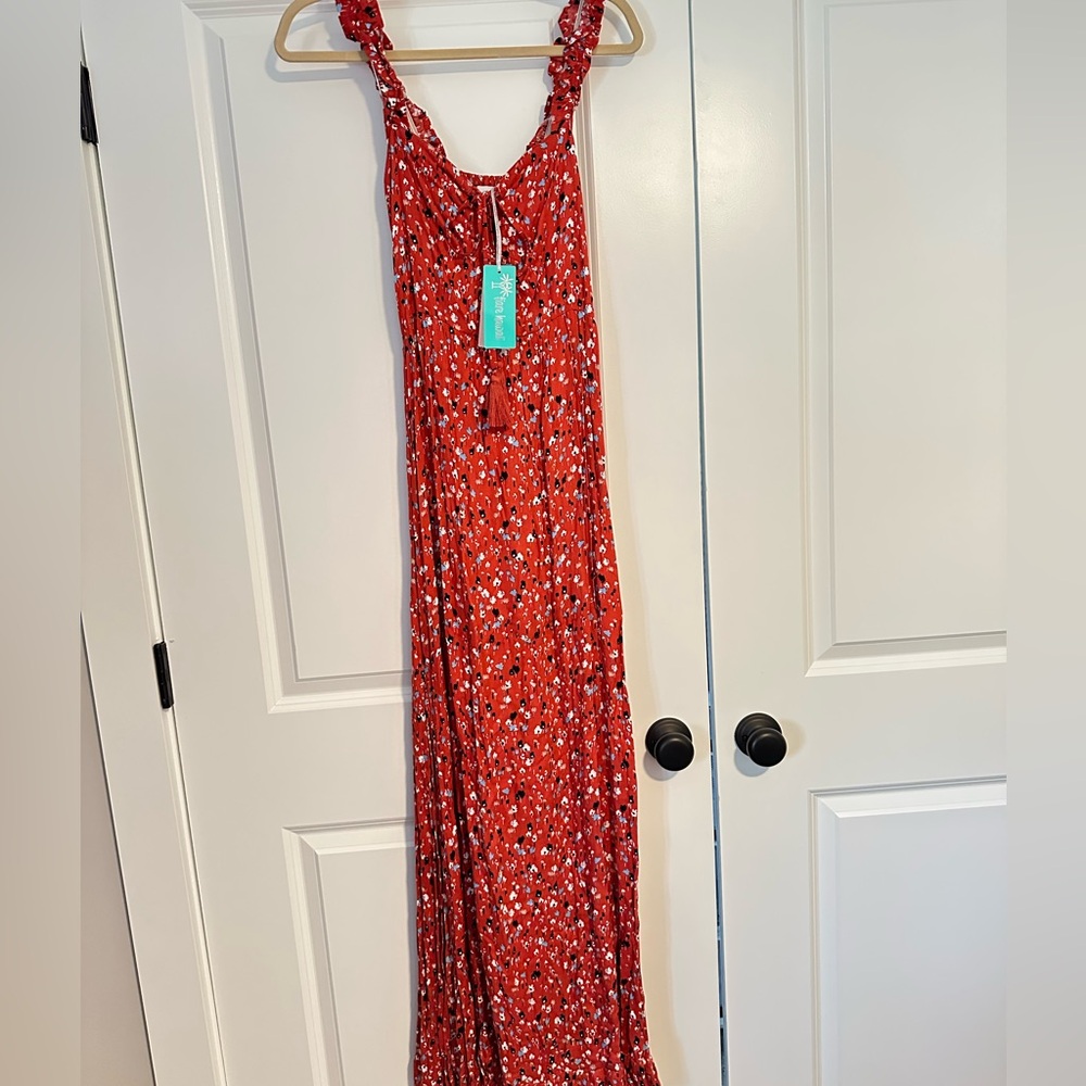Tiare Hawaii NWT Floral Red Maxi Dress